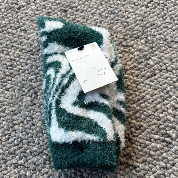 a new day Accessories - A New Day Forest Green and White Patterned Socks